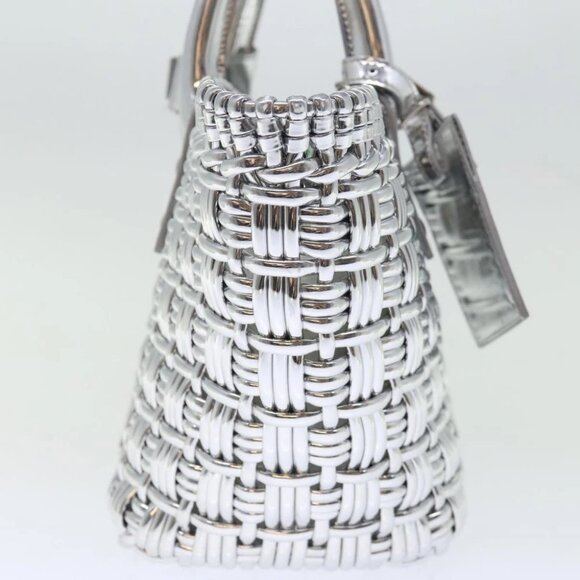 BALENCIAGA Bistro XS Hand Bag Wicker 2way Silver 671342 Auth 71589A - Picture 3 of 15